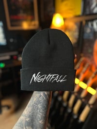 White on Black Stitched Beanie