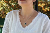 Image 2 of Sterling Silver Oval Hematite Small Pendant Necklace - Handmade Gray 15x20mm Stone 18+2 inches Chain