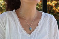 Image 5 of Sterling Silver Oval Hematite Small Pendant Necklace - Handmade Gray 15x20mm Stone 18+2 inches Chain