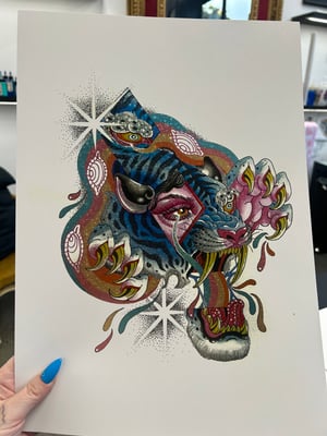 Image of Holographic Trippy Tiger A3 Print