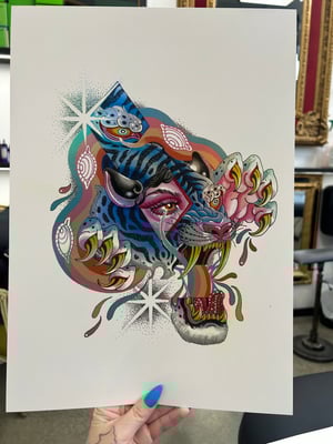 Image of Holographic Trippy Tiger A3 Print