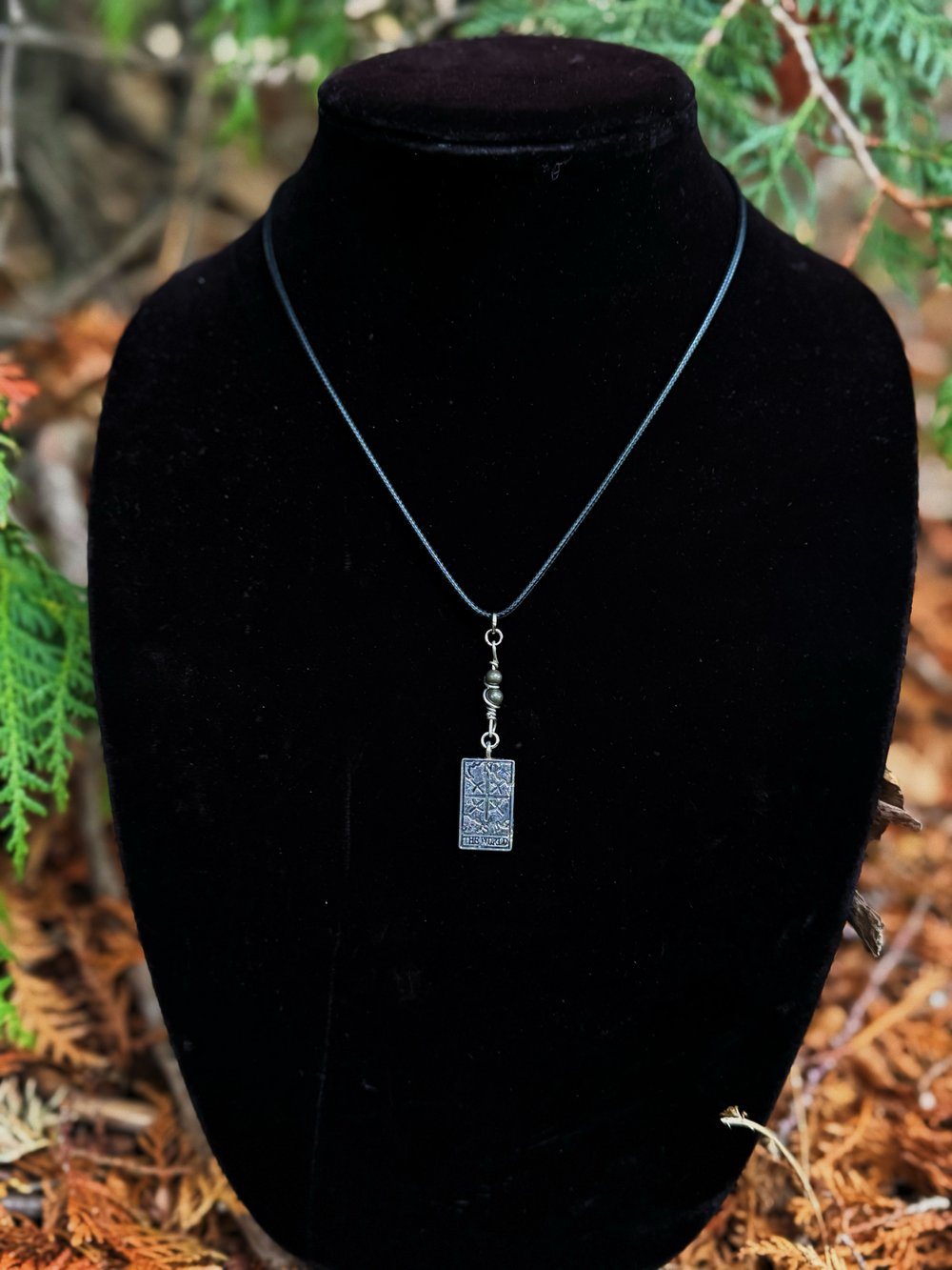 Image of "the World" Tarot Necklace w/ Pyrite