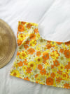 Ready Made Size 14 Yellow Retro Floral Cropped T Top with Free Postage 