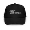 Foam trucker hat with white wording