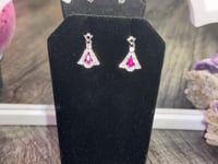 Image 3 of Pink Diamond Silver Earrings