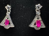 Image 1 of Pink Diamond Silver Earrings