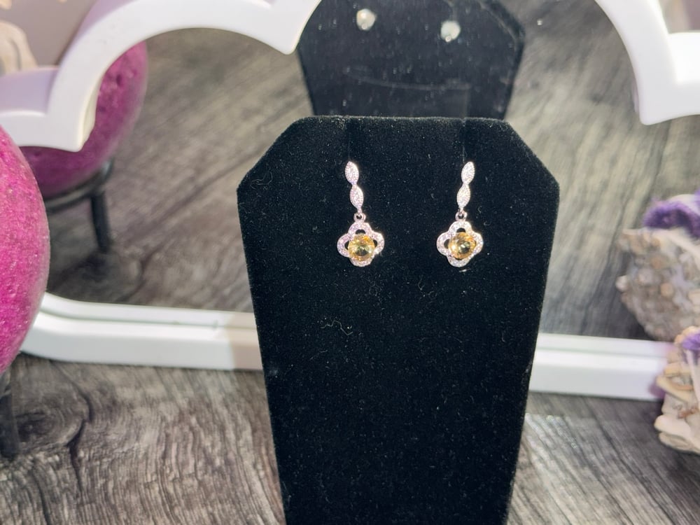 Image of Citrine and Diamond Dangle Earrings