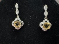 Image 4 of Citrine and Diamond Dangle Earrings