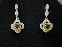 Image 1 of Citrine and Diamond Dangle Earrings
