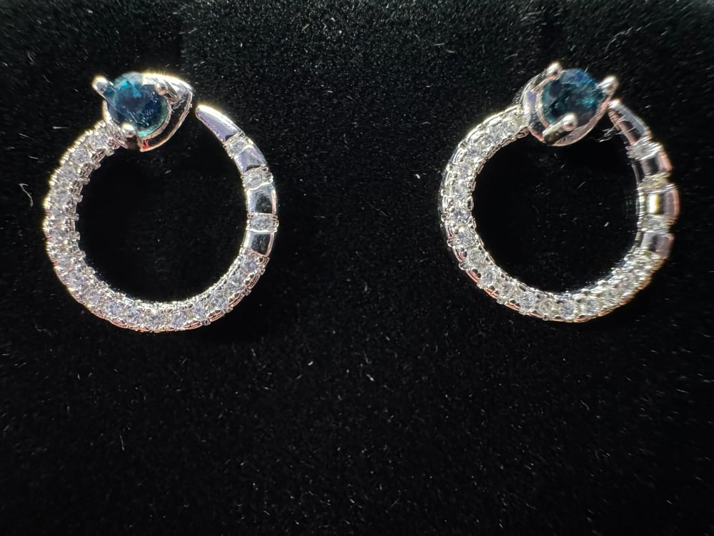 Image of Circular Blue Diamond Earrings