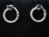 Image 3 of Circular Blue Diamond Earrings