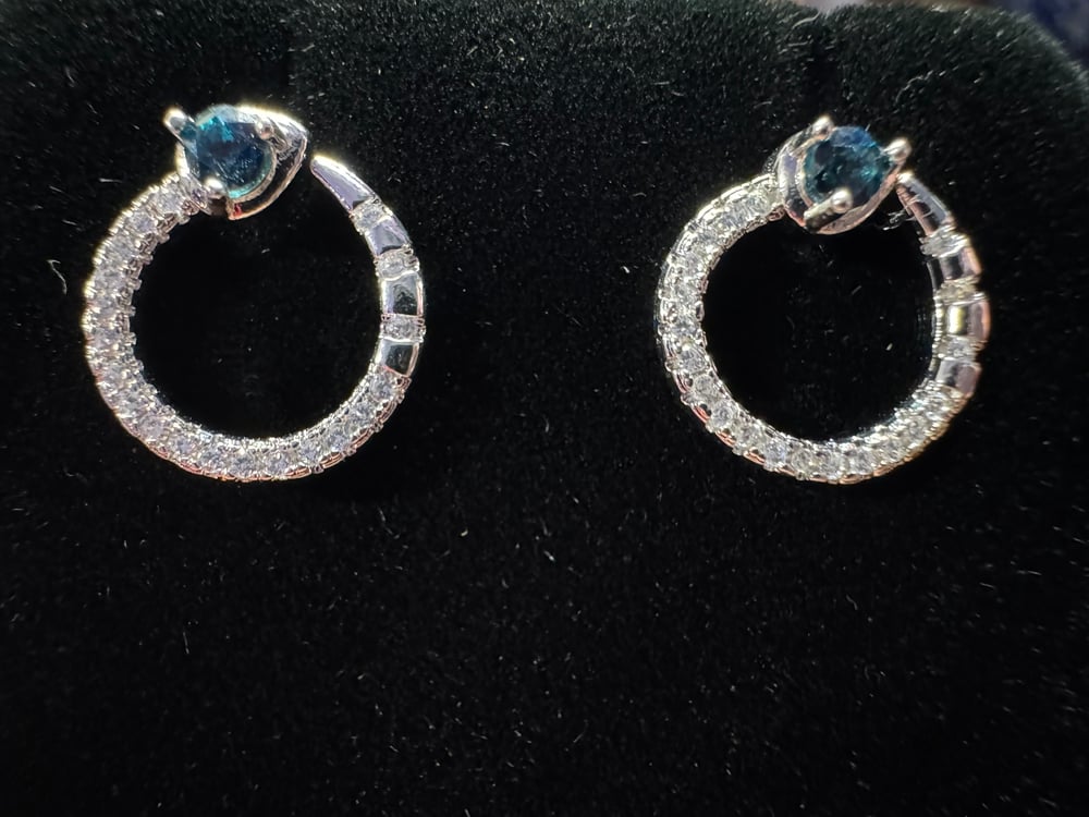 Image of Circular Blue Diamond Earrings