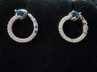 Image 1 of Circular Blue Diamond Earrings