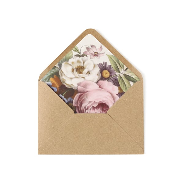 Image of ENVELOPPE KRAFT HABILLÉE DE FLEURS / JEANNE
