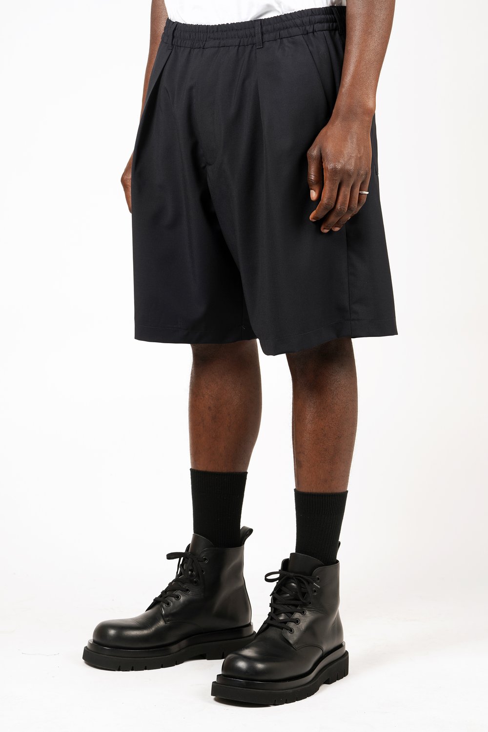 Image of Navy Wool / Mohair Track Shorts