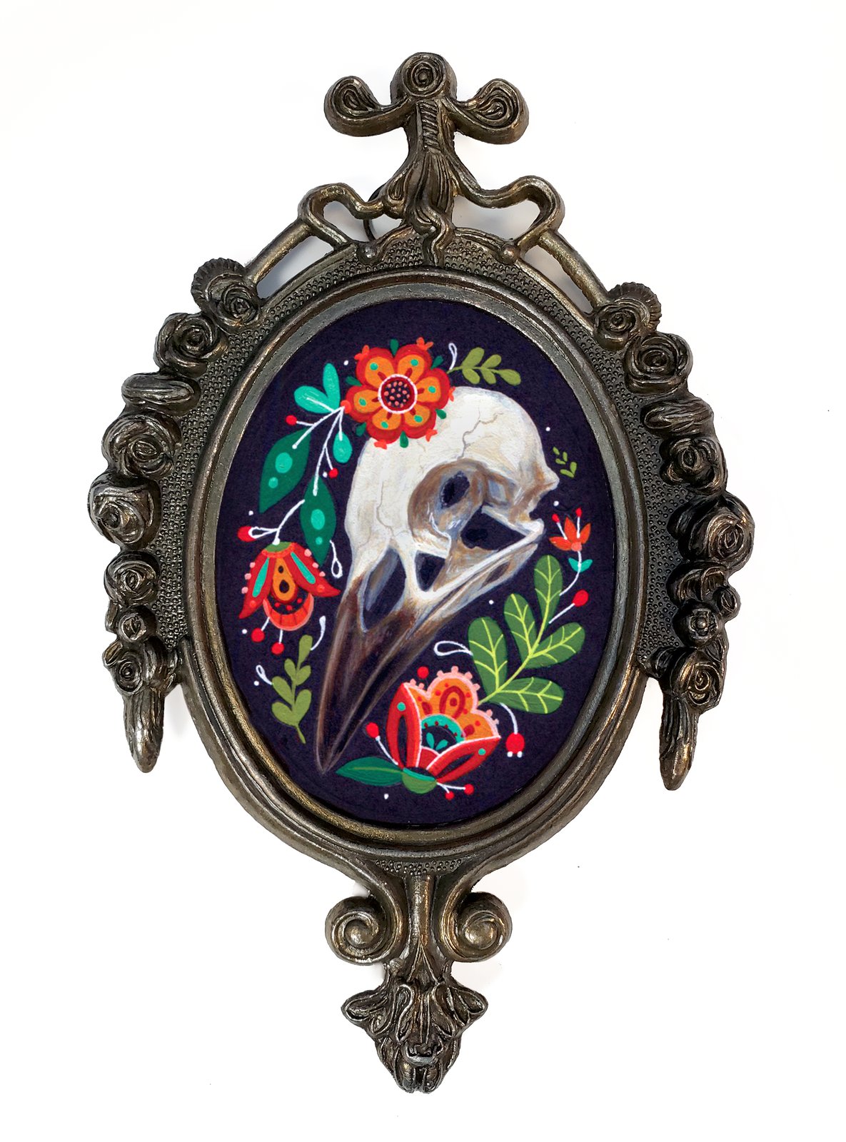 「にっく」Quarter Cross Oval On Skull Crow Skull oval frame | Mheld