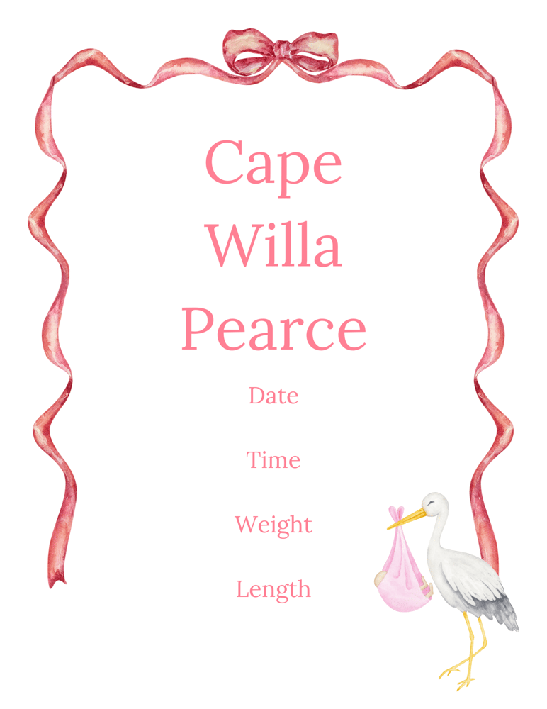 Image of Birth Announcement (Pink Color Palette)
