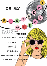 Image 1 of Taylor Swift Inspired Birthday Era Friendship Bracelet Invitation