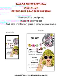 Image 2 of Taylor Swift Inspired Birthday Era Friendship Bracelet Invitation
