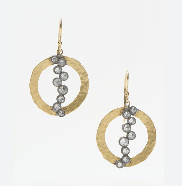 18 kt Hoops with 9 Inverted Diamonds - Image 1 of 3