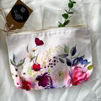Image 4 of Cotton canvas tote bag and vanity pouch - Pink Floral