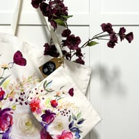 Image 1 of Cotton canvas tote bag and vanity pouch - Pink Floral