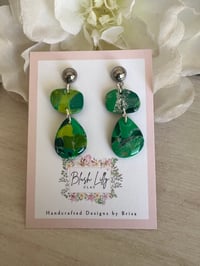 Image 2 of Green Organic Pebble Earrings