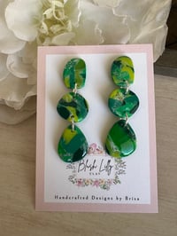 Image 3 of Green Organic Pebble Earrings