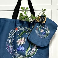 Image 2 of Cotton canvas tote bag and vanity pouch - Slate gray