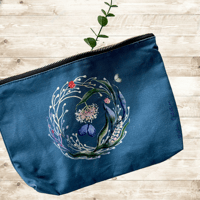 Image 4 of Cotton canvas tote bag and vanity pouch - Slate gray