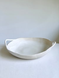 Image 1 of Stoneware Wavy Bowl with Handles in Salt White