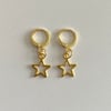 gold star gold huggie hoop earrings