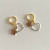 gold star gold huggie hoop earrings