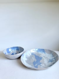 Image 4 of Blue and White Abstract Pattern Snack Bowl in Porcelain - Small
