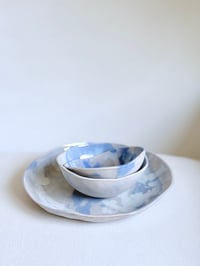 Image 4 of Blue and White Abstract Pattern Snack Bowl in Porcelain