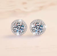 Image 1 of Moissanite Brilliant Cut 925 Sterling Silver Earrings
