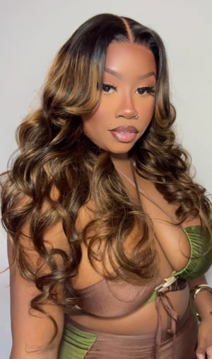Image of 7x5 Closure Brown Highlight Body Wave Wig 24”
