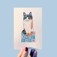 Image 1 of Calico Cat on a Mat Everyday Greeting Card