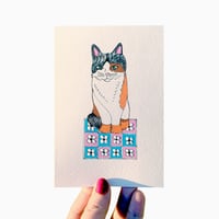 Image 2 of Calico Cat on a Mat Everyday Greeting Card