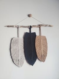 Grey, Black and Brown tones feather hanging