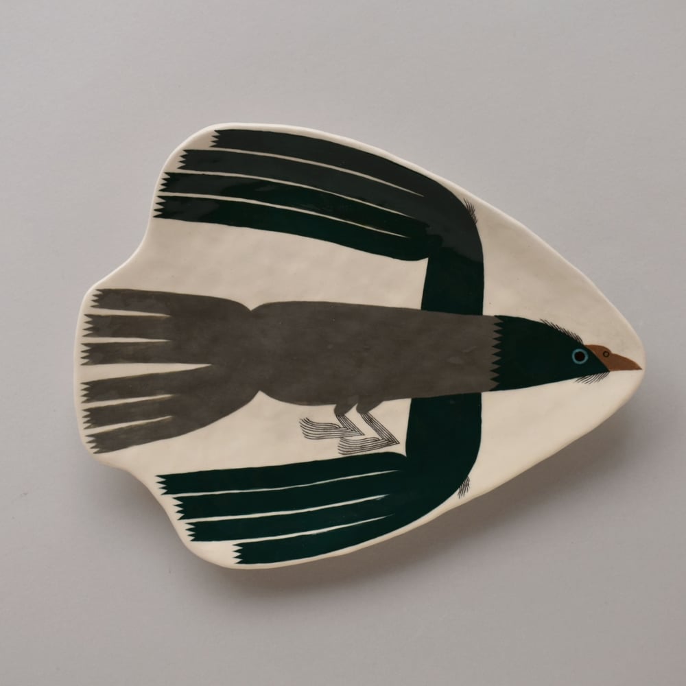 Image of Dark Teal and Gray Crow Plate