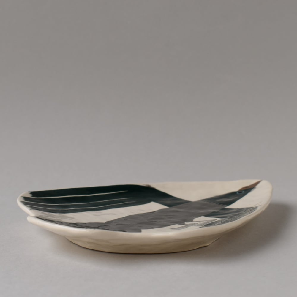 Image of Dark Teal and Gray Crow Plate
