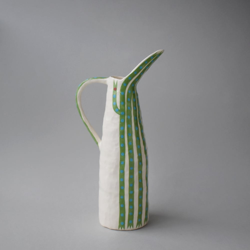 Image of Green and Blue Stripe Bird Vase