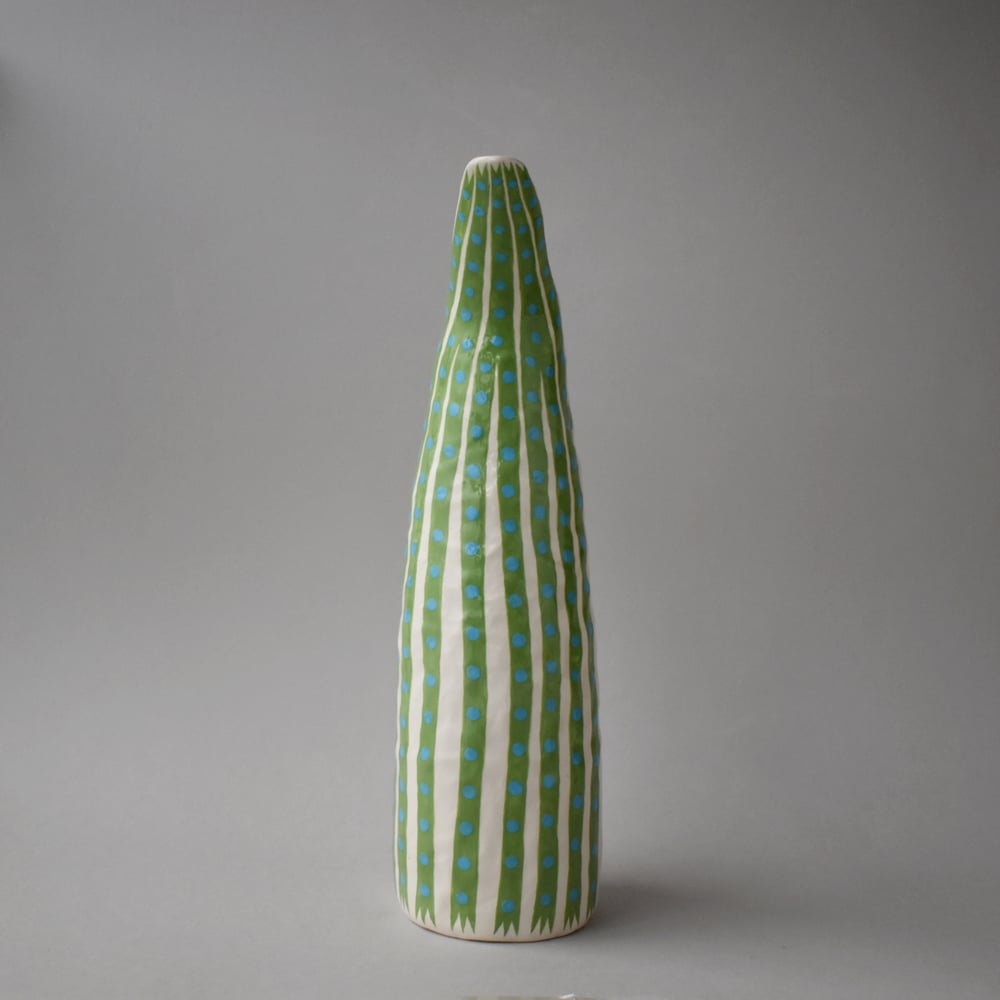 Image of Green and Blue Stripe Bird Vase