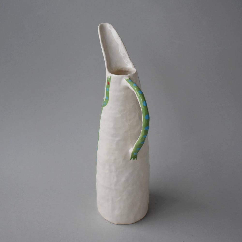 Image of Green and Blue Stripe Bird Vase