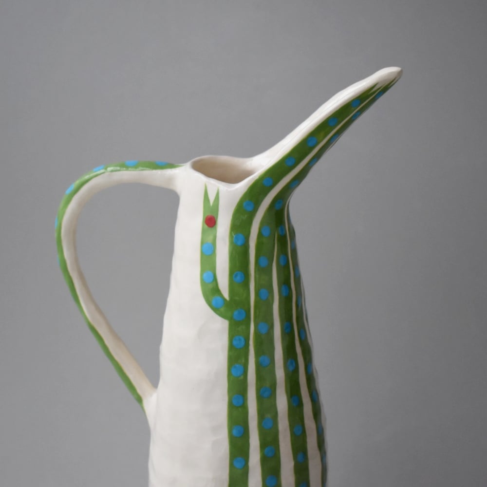 Image of Green and Blue Stripe Bird Vase