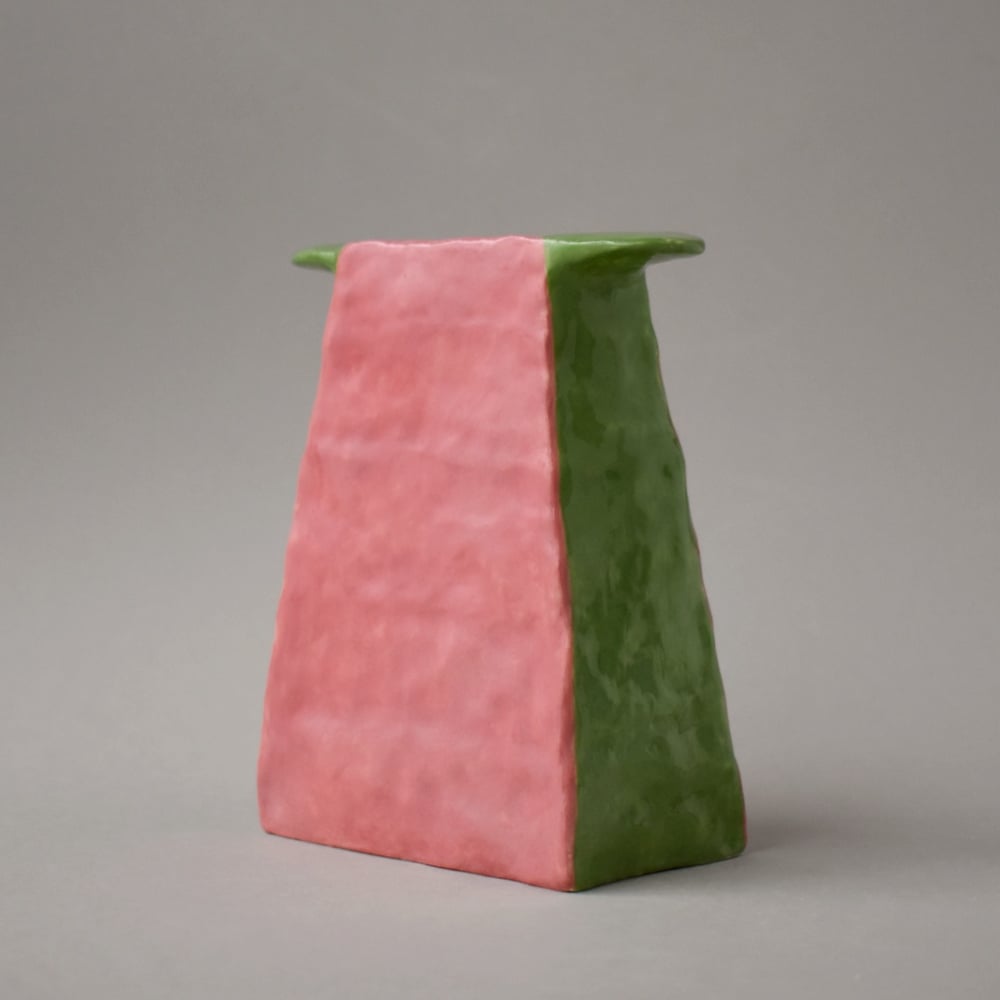 Image of Pink and Green Square Vase