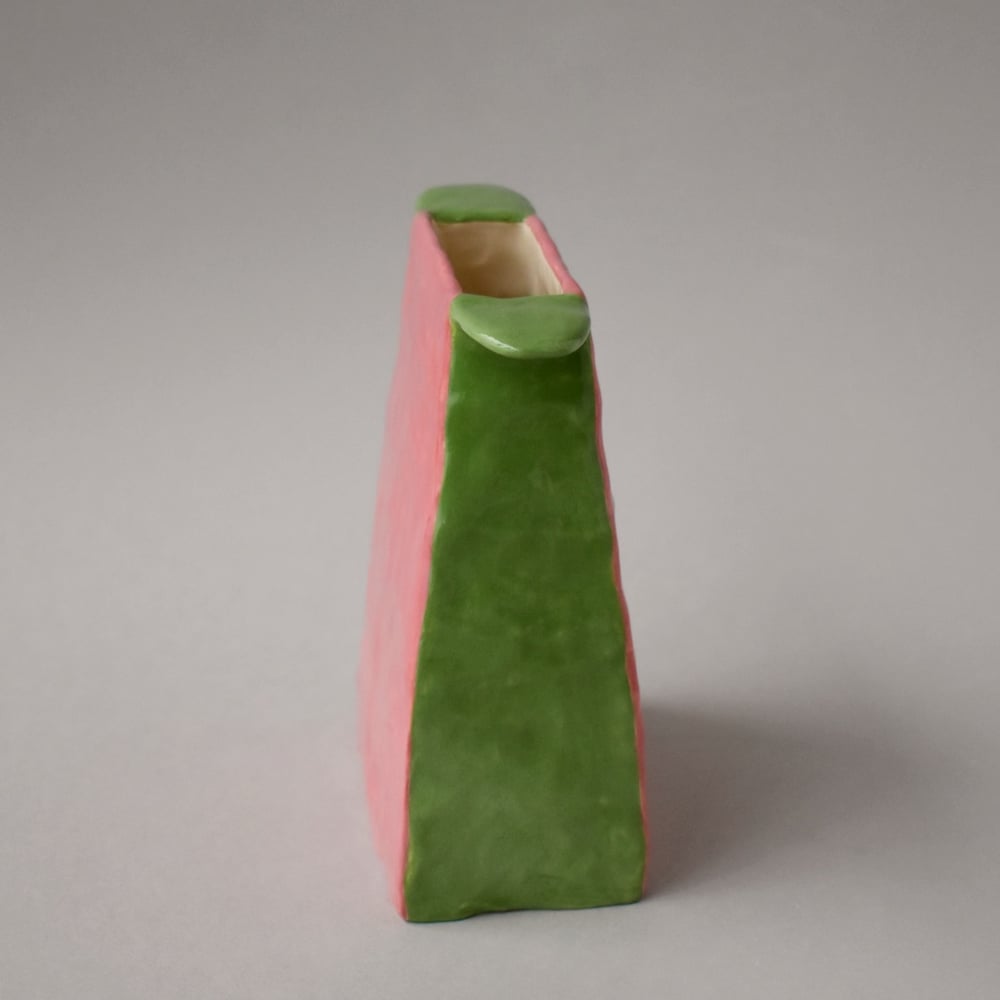 Image of Pink and Green Square Vase