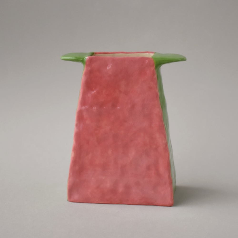 Image of Pink and Green Square Vase