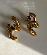 Image 2 of 18K Gold Plated Dazan Medieval Futuristic Stainless Steel Style Chain Pendant Earrings